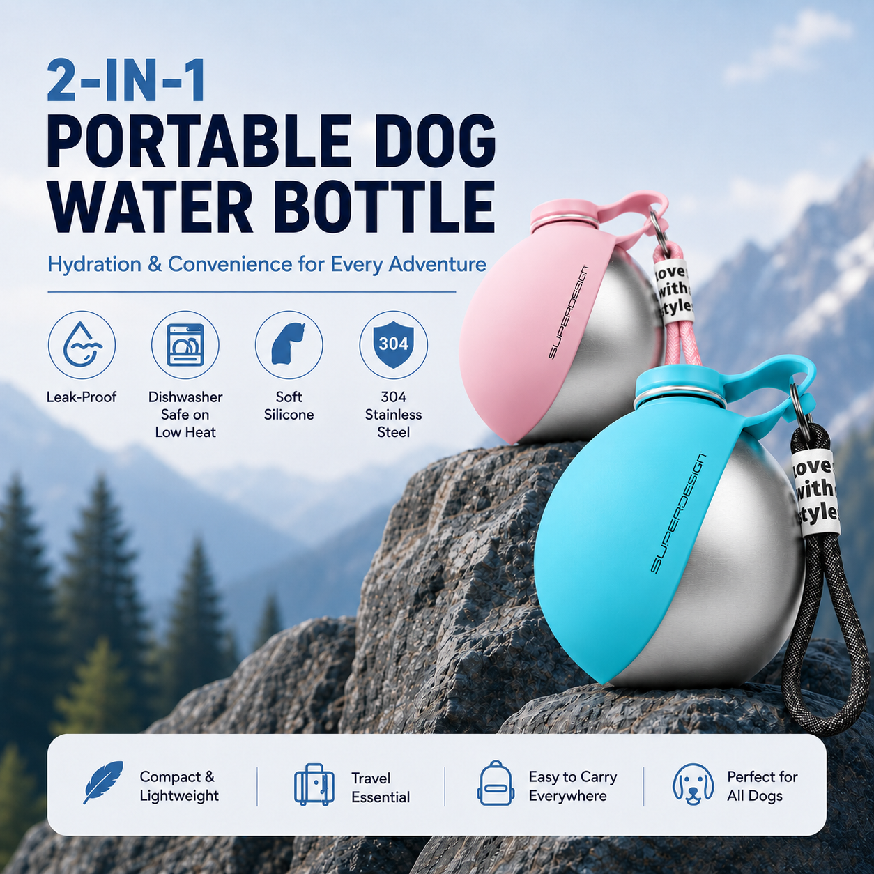 Outback Paws™ Stainless Steel Pet Bottle